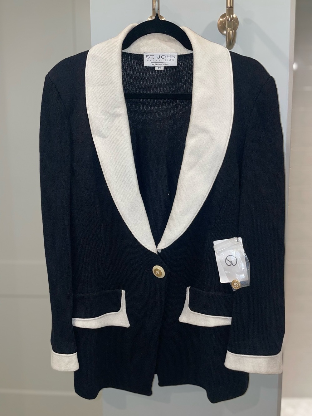 NWT 1990s St. John Collection by Marie Gray Wool Blend Blazer With Placket - Picture 6 of 12